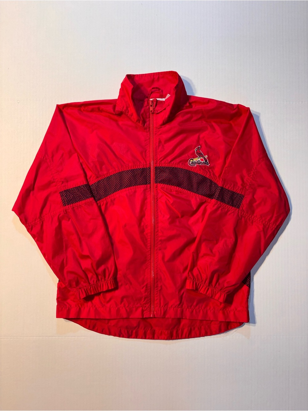 Vtg MLB St Louis Cardinals Full Zip Red Windbreaker Jacket Boys Youth Sz M